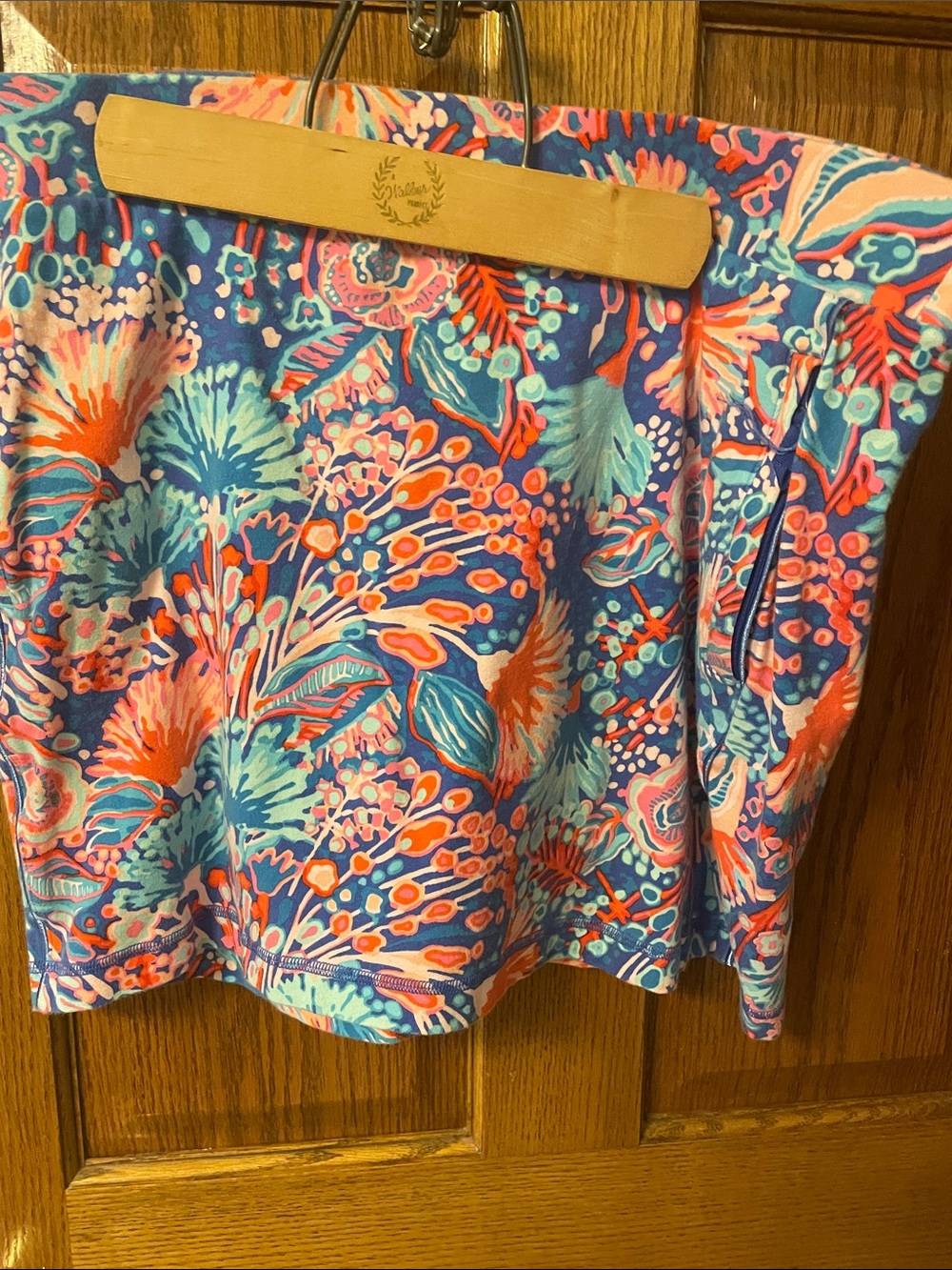 Talbots Multicolor Floral Blue Navy Pink Coral Skort